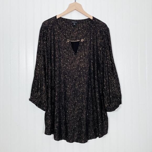 Torrid Womens Tunic Top Size 3X Gold Metallic Crepe Whimsigoth Holiday Office - Picture 1 of 10